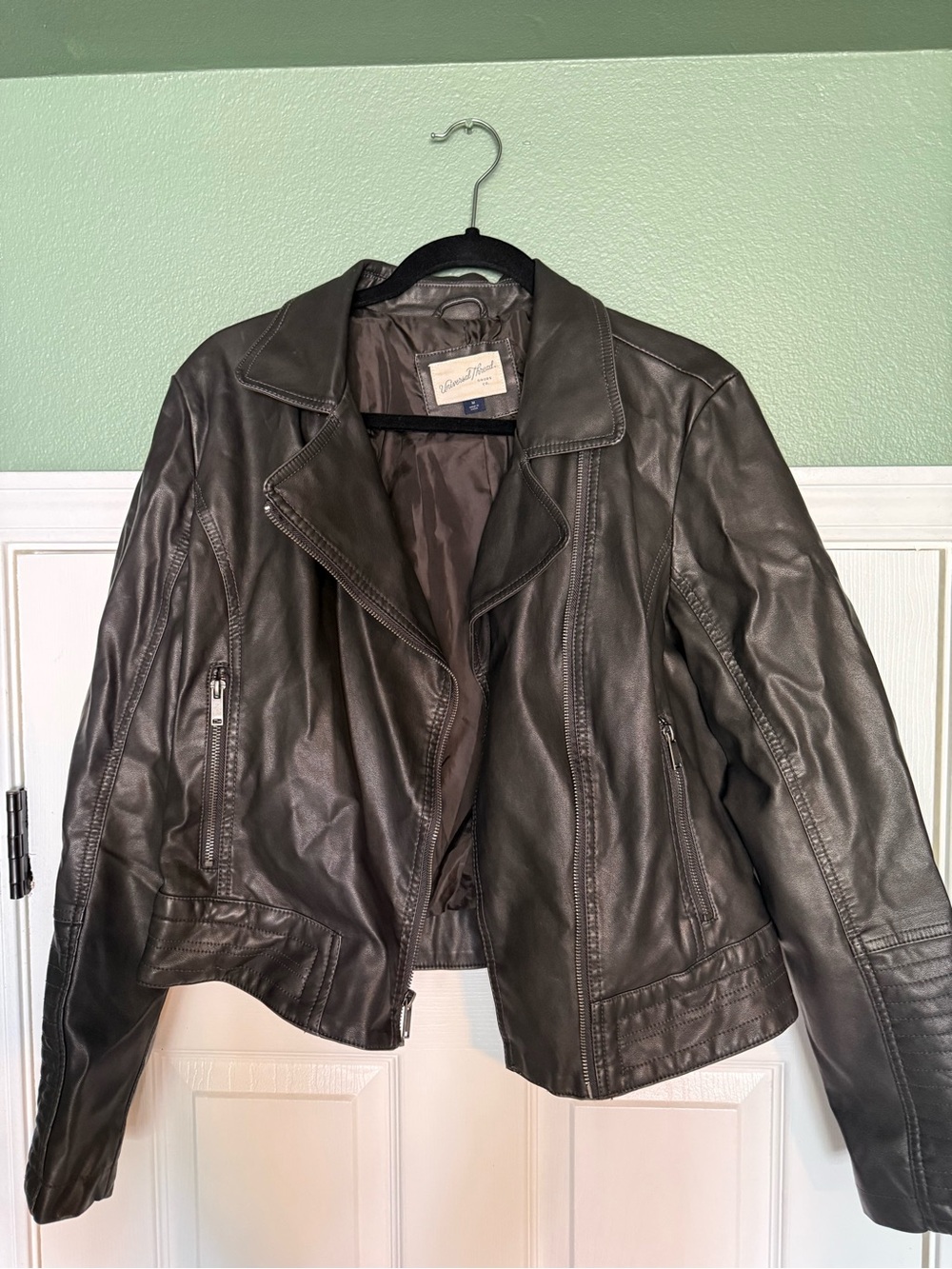 Universal Thread Gray Leather Moto Jacket